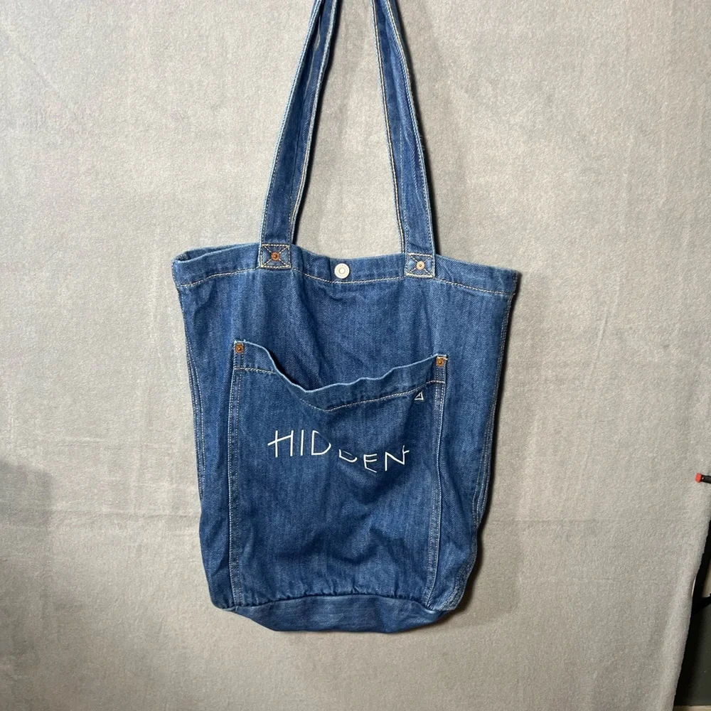 Denim Tote Bag, Large Size, Hidden Los Angeles Jeans Y2K Inspo - Picture 2 of 6